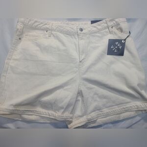Women's High-Rise Midi Cuffed Jean Shorts Ava & Viv Off-White Size 18